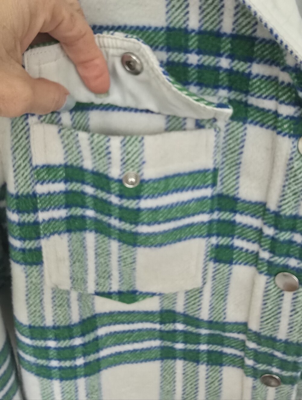 Joie Green Blue & White Plaid Flannel Shacket Shirt Jacket Size Small - Picture 4 of 12